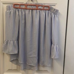 off the shoulder stripped flowy shirt